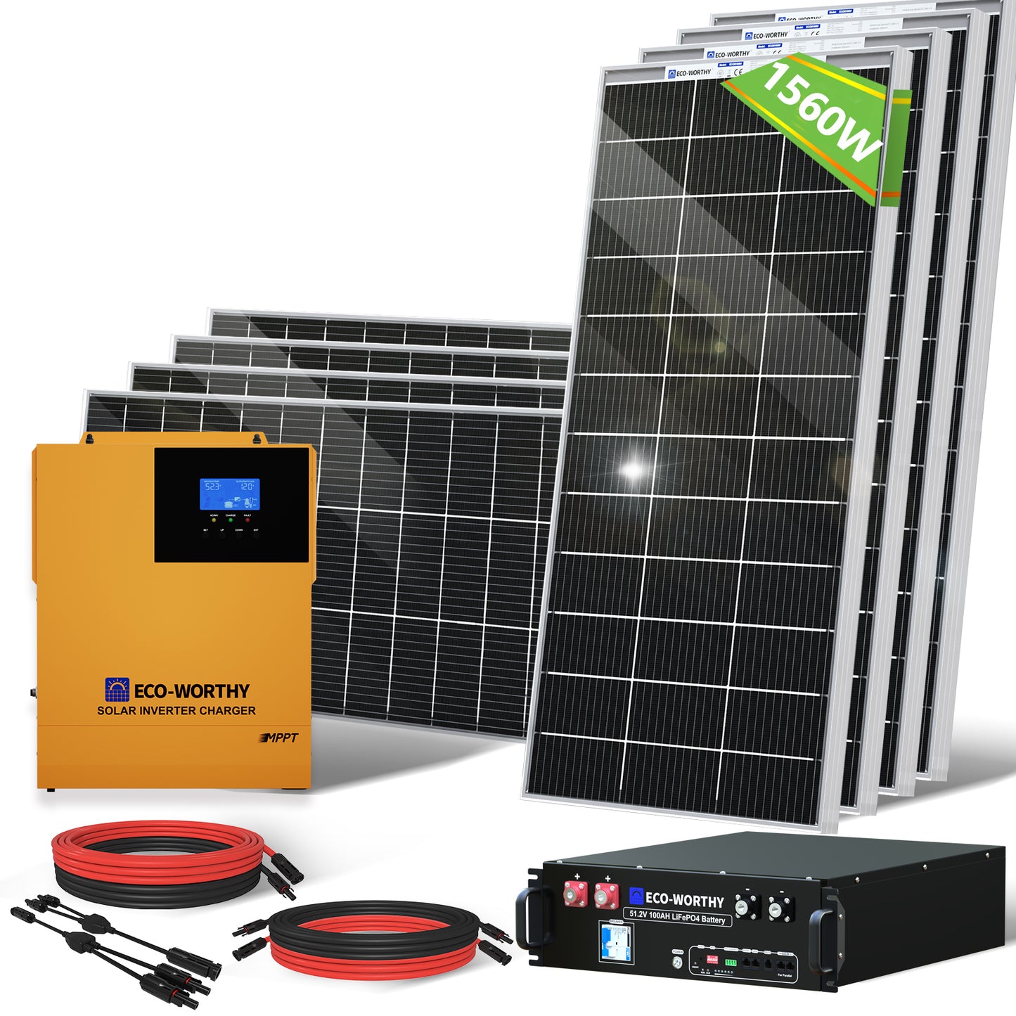 1560W 48V (8x Bifacial 195W) Complete Off Grid Solar Kit