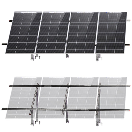 Upgraded Adjustable Multi-Piece Solar Panel Mounting Brackets for 1-4 Pieces of 200W 300W 400W Solar Panels