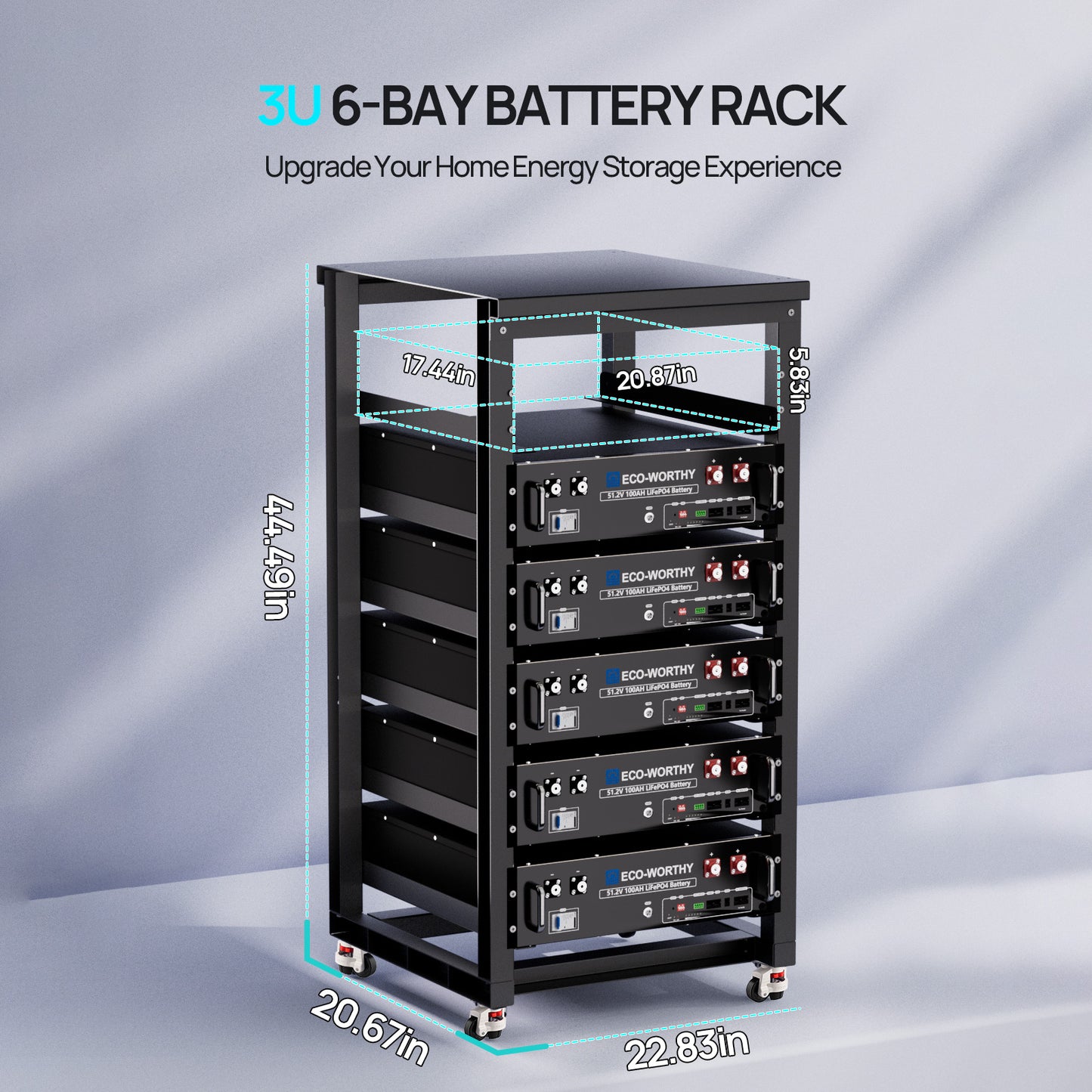 ECO-WORTHY 6-Layer 19 Inch Rack for 3U Server Rack Battery