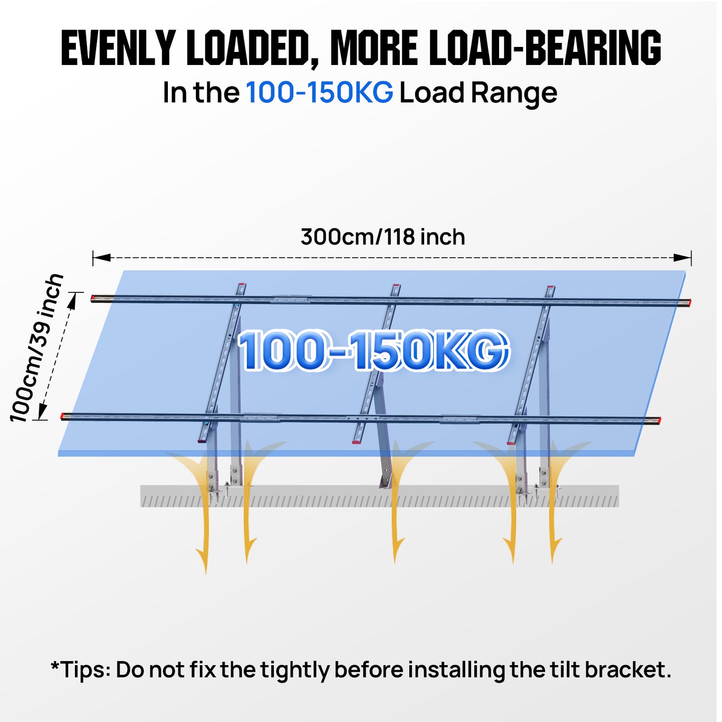 Updated Adjustable Multi-Piece Solar Panel Mounting Brackets for 5-8 Pieces of 200W 300W 400W Solar Panels