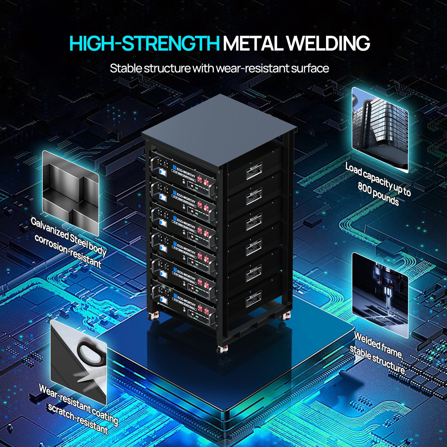 ECO-WORTHY 6-Layer 19 Inch Rack for 3U Server Rack Battery