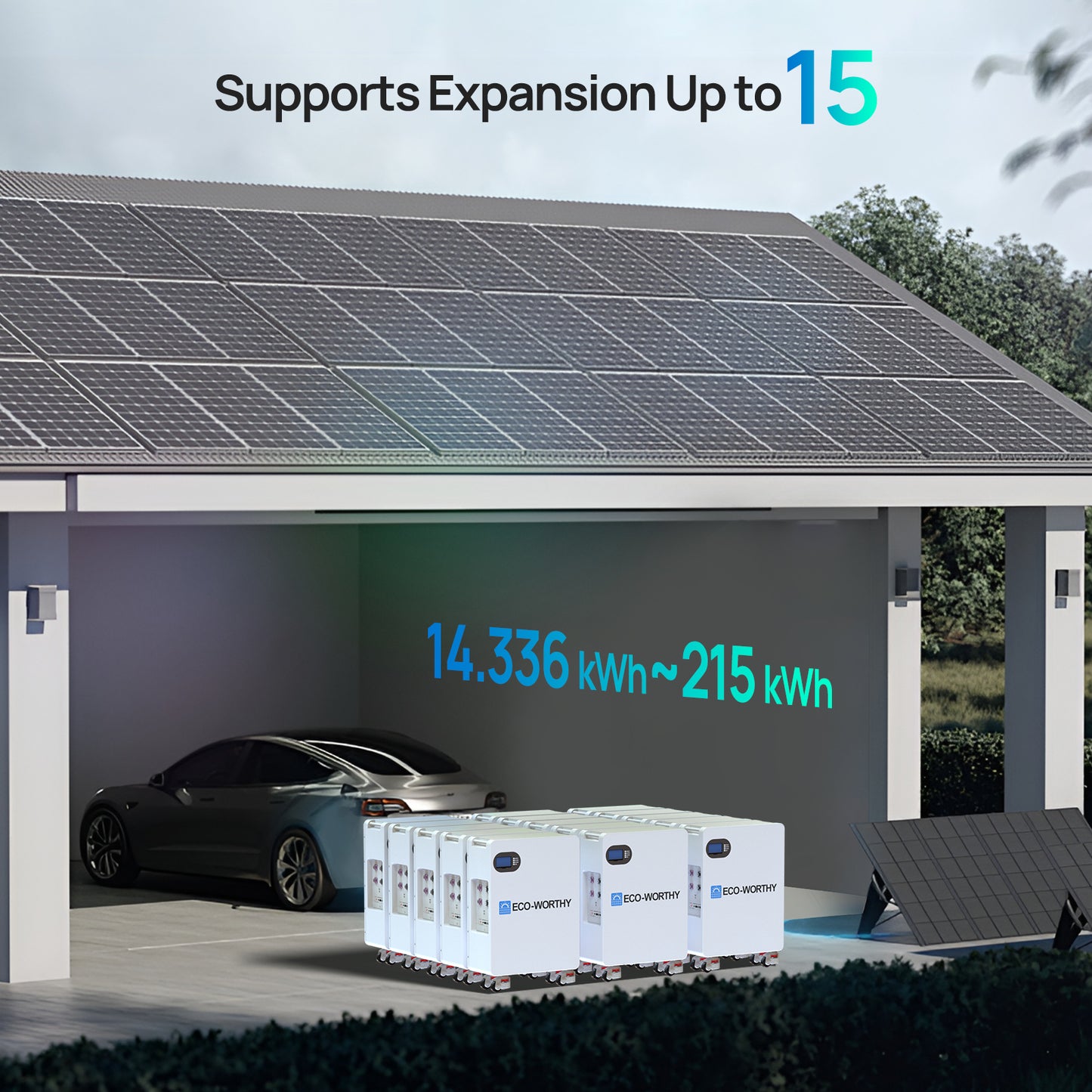 51.2V 280Ah LiFePO4 Floor Standing Battery with 4 Footmaster Nylon Wheels for Off-grid Home Energy Storage