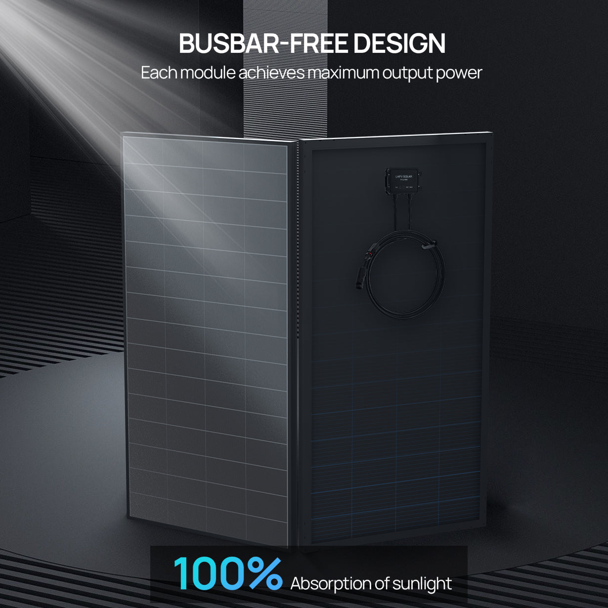 ECO-WORTHY 200 Watt Solar Panel,25.2% High-Efficiency Solar Cell,Without Metal line on The Front Max Output Power,IP68 Rate,for Home Roof Camp RV Boat