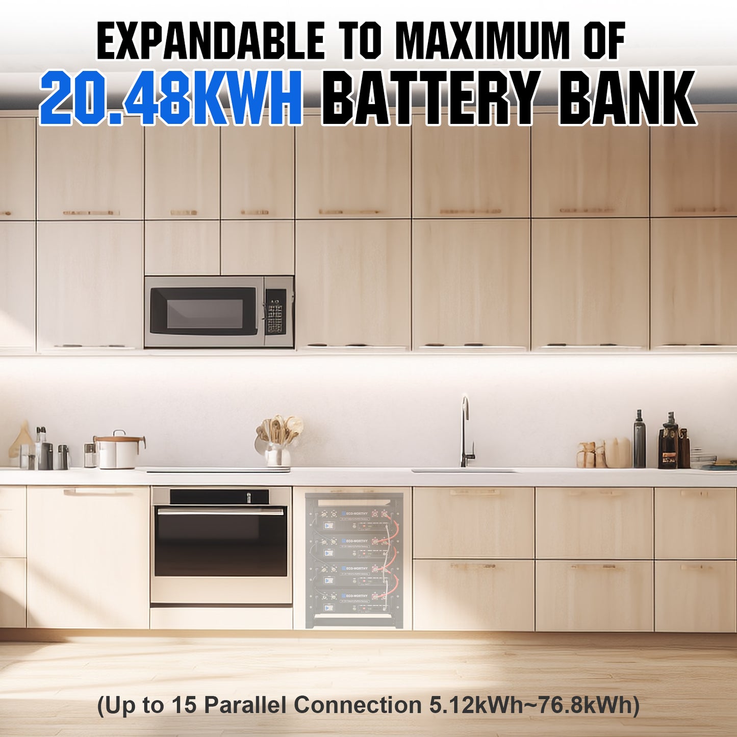 ECO-WORTHY Complete Off-Grid Solar Panel Kit | 2*5KW 120V/240V Output | 20.48kWh/30.72kWh Lithium Battery | 7380Watt /9840Watts of Solar Panels