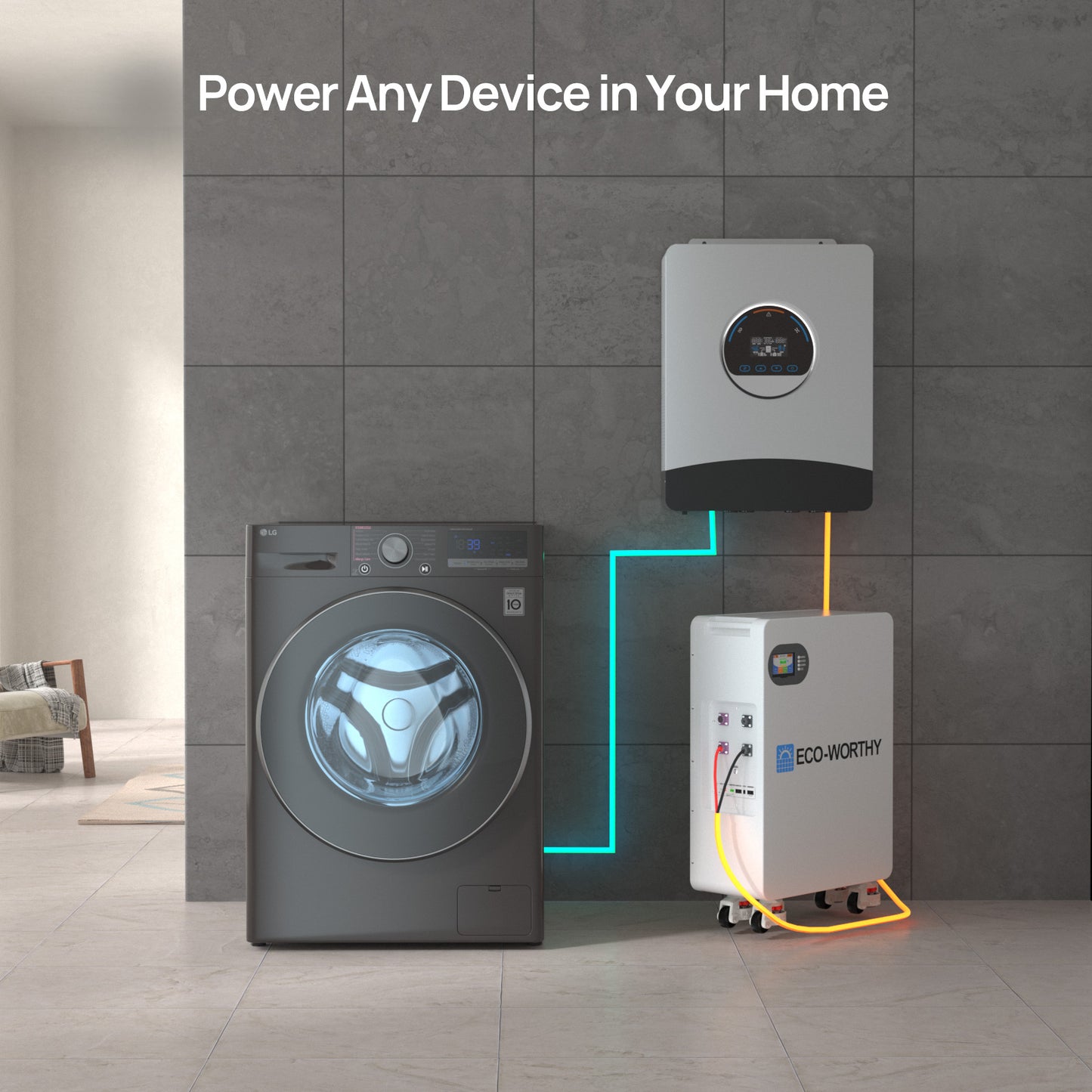 51.2V 280Ah LiFePO4 Floor Standing Battery with 4 Footmaster Nylon Wheels for Off-grid Home Energy Storage