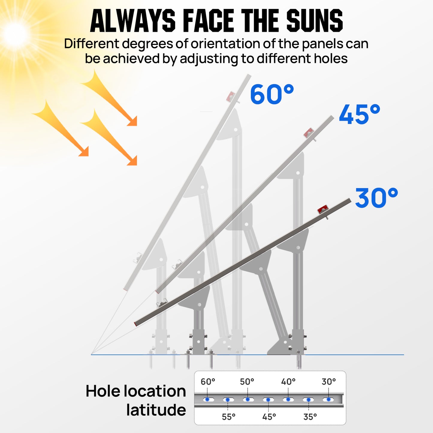 Updated Adjustable Multi-Piece Solar Panel Mounting Brackets for 5-8 Pieces of 200W 300W 400W Solar Panels