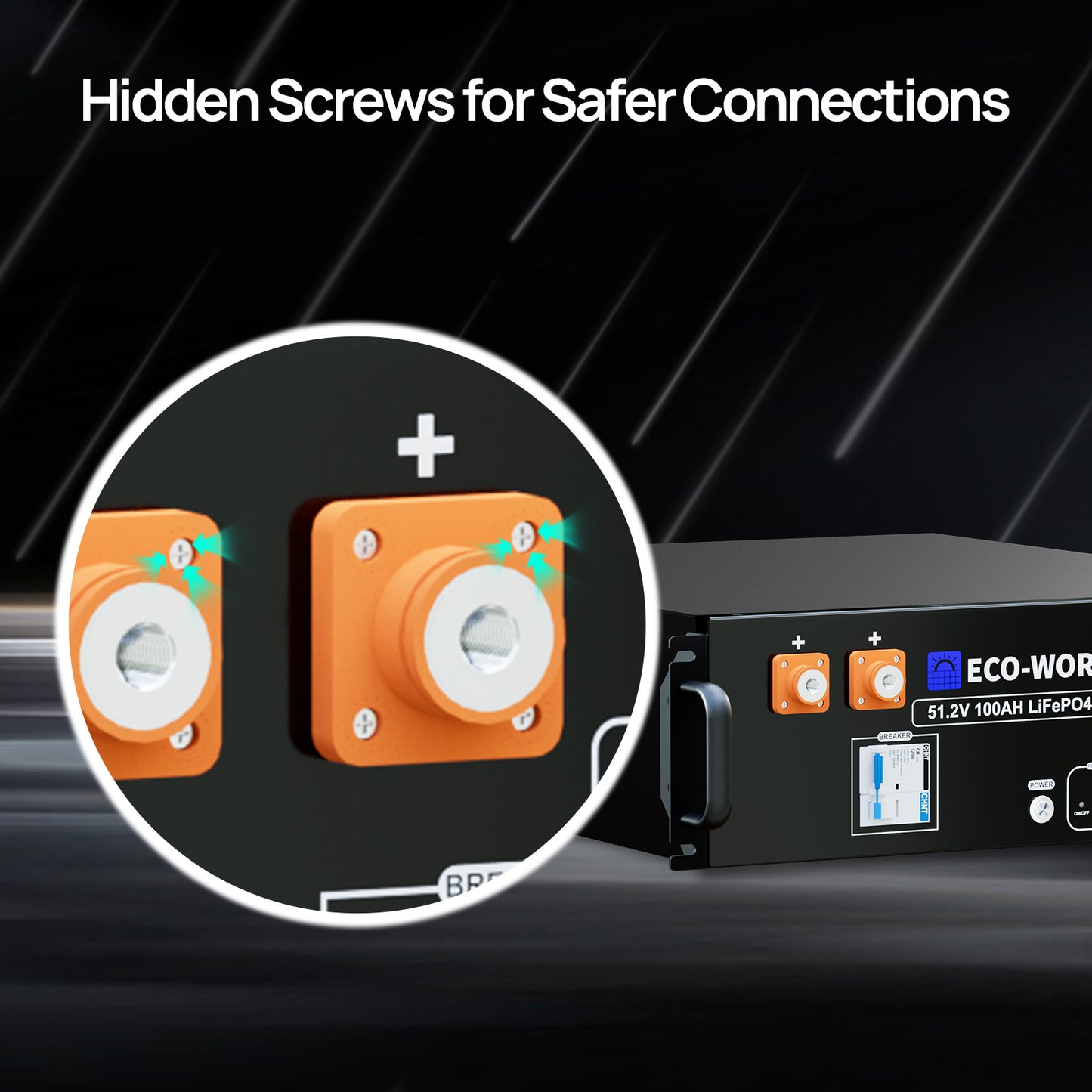 ECO-WORTHY 48V(51.2V) 100Ah Server Rack Battery,5.12kWh Lithium Battery,3U Size,With Bluetooth & Wifi(V3)