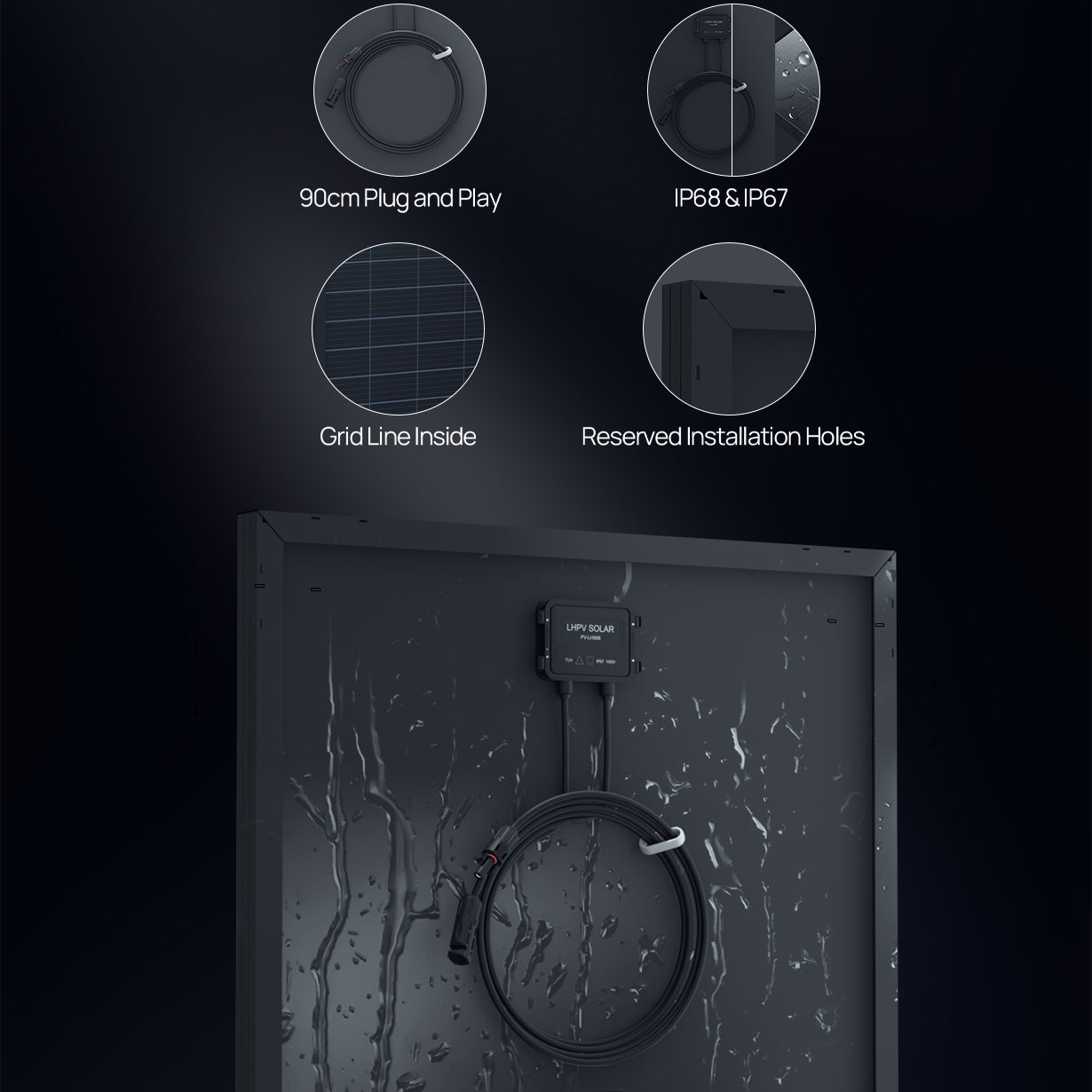 ECO-WORTHY 200 Watt Solar Panel,25.2% High-Efficiency Solar Cell,Without Metal line on The Front Max Output Power,IP68 Rate,for Home Roof Camp RV Boat