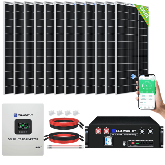 2340W 48V (12x Bifacial 195W) Complete MPPT Off Grid Solar Kit