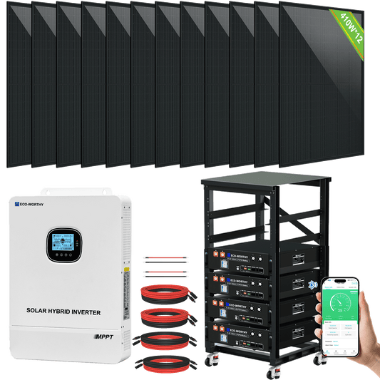 ECO-WORTHY Complete Off-Grid Solar Power System - 10000W 120/240V Output | 20.48kWh/61.44kWh Lithium Battery | 4920 Watts/14760Watts PV Input