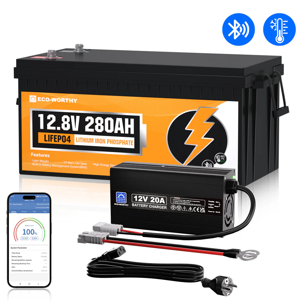 LiFePO4 12V 280Ah Lithium Iron Phosphate Battery With Bluetooth