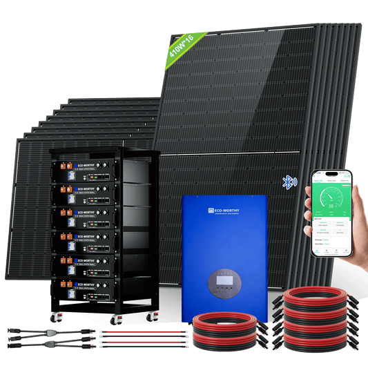 ECO-WORTHY Home Off-Grid Solar Power System: 12000W 120V/240V Output | 30.72kWh Lithium Battery (6*48v 100Ah) | 6560Watts Solar Panel (16*410W)