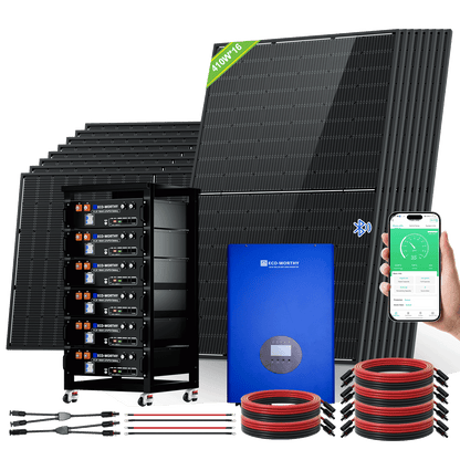 ECO-WORTHY Home Off-Grid Solar Power System: 12000W 120V/240V Output | 30.72kWh Lithium Battery (6*48v 100Ah) | 6560Watts Solar Panel (16*410W)